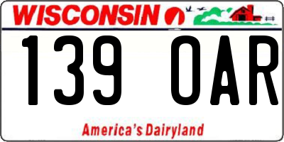 WI license plate 139OAR