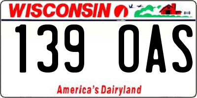 WI license plate 139OAS