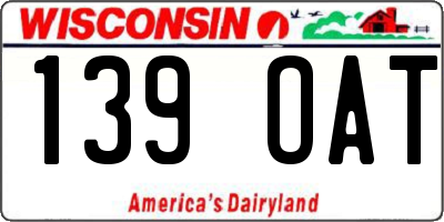 WI license plate 139OAT