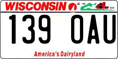 WI license plate 139OAU