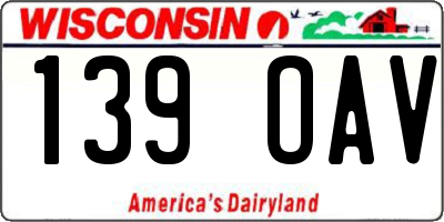WI license plate 139OAV
