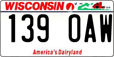 WI license plate 139OAW