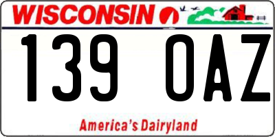WI license plate 139OAZ