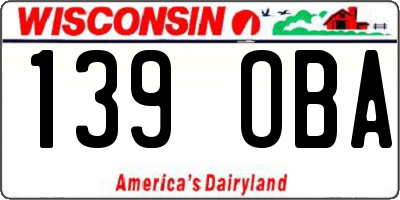 WI license plate 139OBA