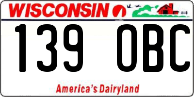 WI license plate 139OBC