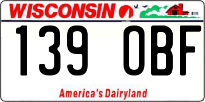 WI license plate 139OBF