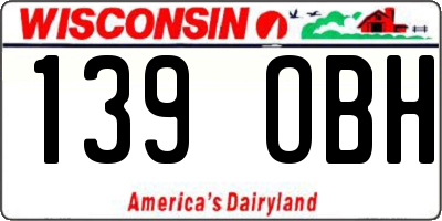 WI license plate 139OBH