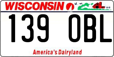 WI license plate 139OBL