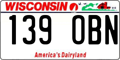 WI license plate 139OBN