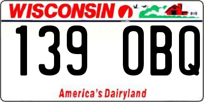 WI license plate 139OBQ