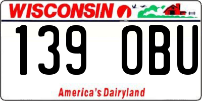 WI license plate 139OBU