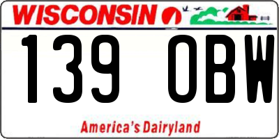 WI license plate 139OBW