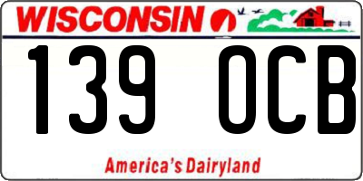 WI license plate 139OCB