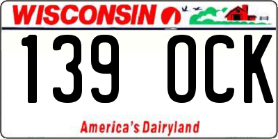WI license plate 139OCK