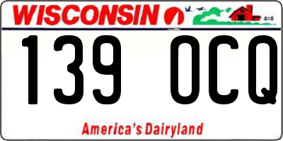 WI license plate 139OCQ