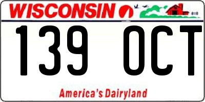 WI license plate 139OCT