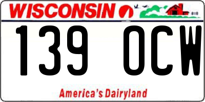WI license plate 139OCW