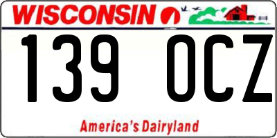 WI license plate 139OCZ