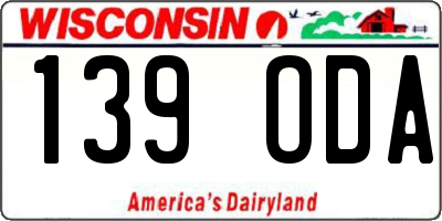 WI license plate 139ODA