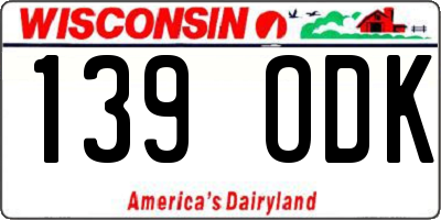 WI license plate 139ODK