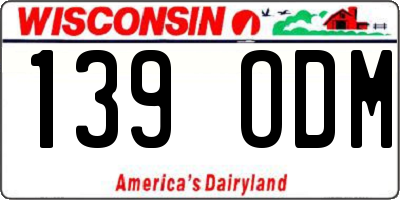 WI license plate 139ODM