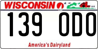 WI license plate 139ODO