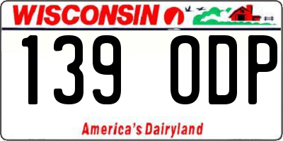 WI license plate 139ODP