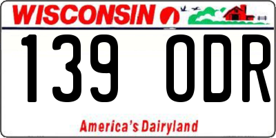WI license plate 139ODR