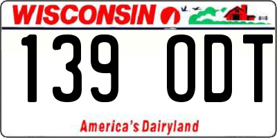WI license plate 139ODT