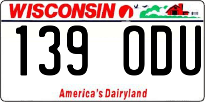 WI license plate 139ODU