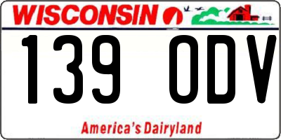 WI license plate 139ODV