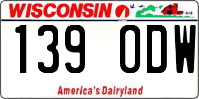 WI license plate 139ODW