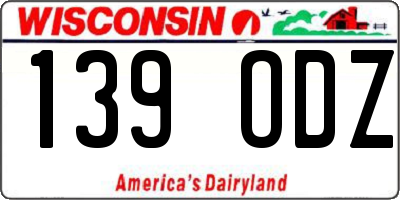 WI license plate 139ODZ