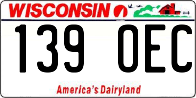 WI license plate 139OEC