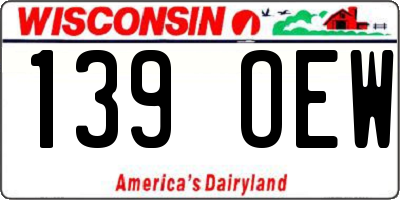 WI license plate 139OEW