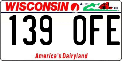 WI license plate 139OFE