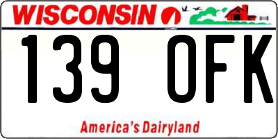 WI license plate 139OFK