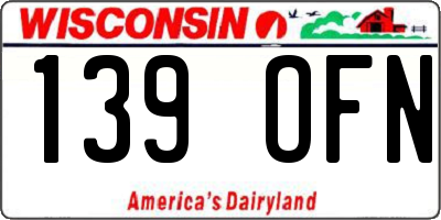 WI license plate 139OFN