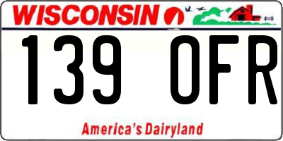 WI license plate 139OFR