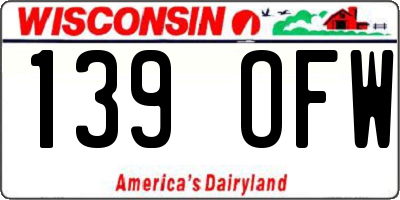 WI license plate 139OFW