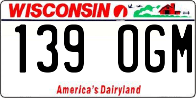 WI license plate 139OGM