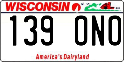 WI license plate 139ONO