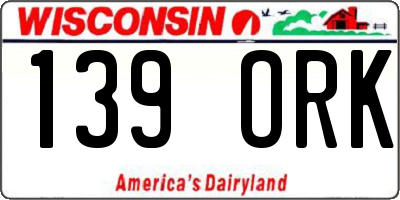 WI license plate 139ORK