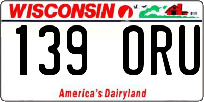 WI license plate 139ORU