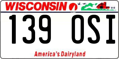 WI license plate 139OSI