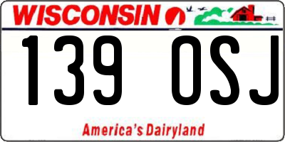 WI license plate 139OSJ
