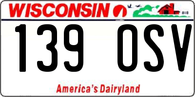 WI license plate 139OSV