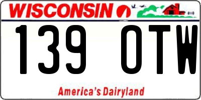 WI license plate 139OTW