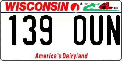 WI license plate 139OUN