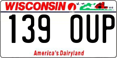 WI license plate 139OUP